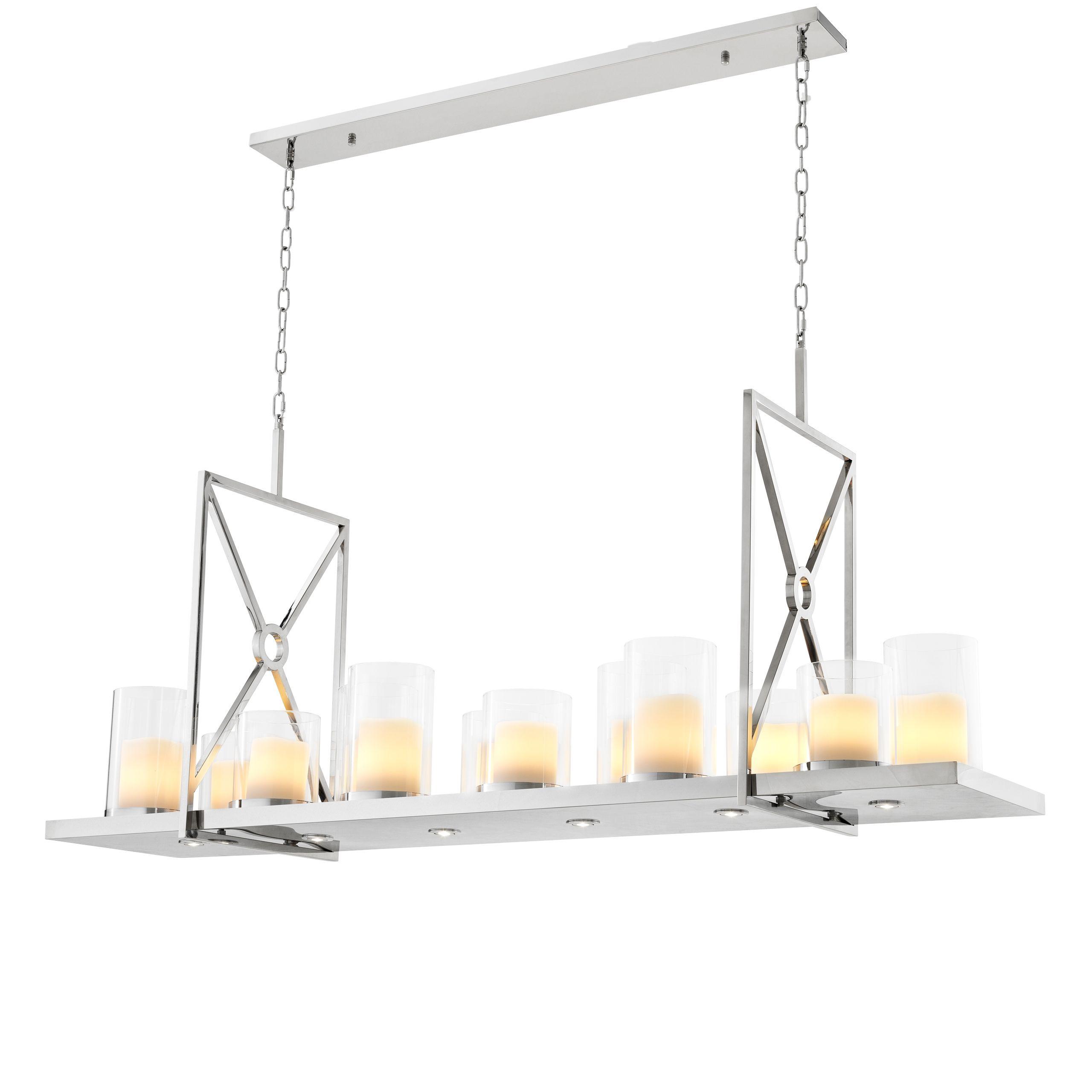 polished stainless steel | clear glass | including faux candle shades linear