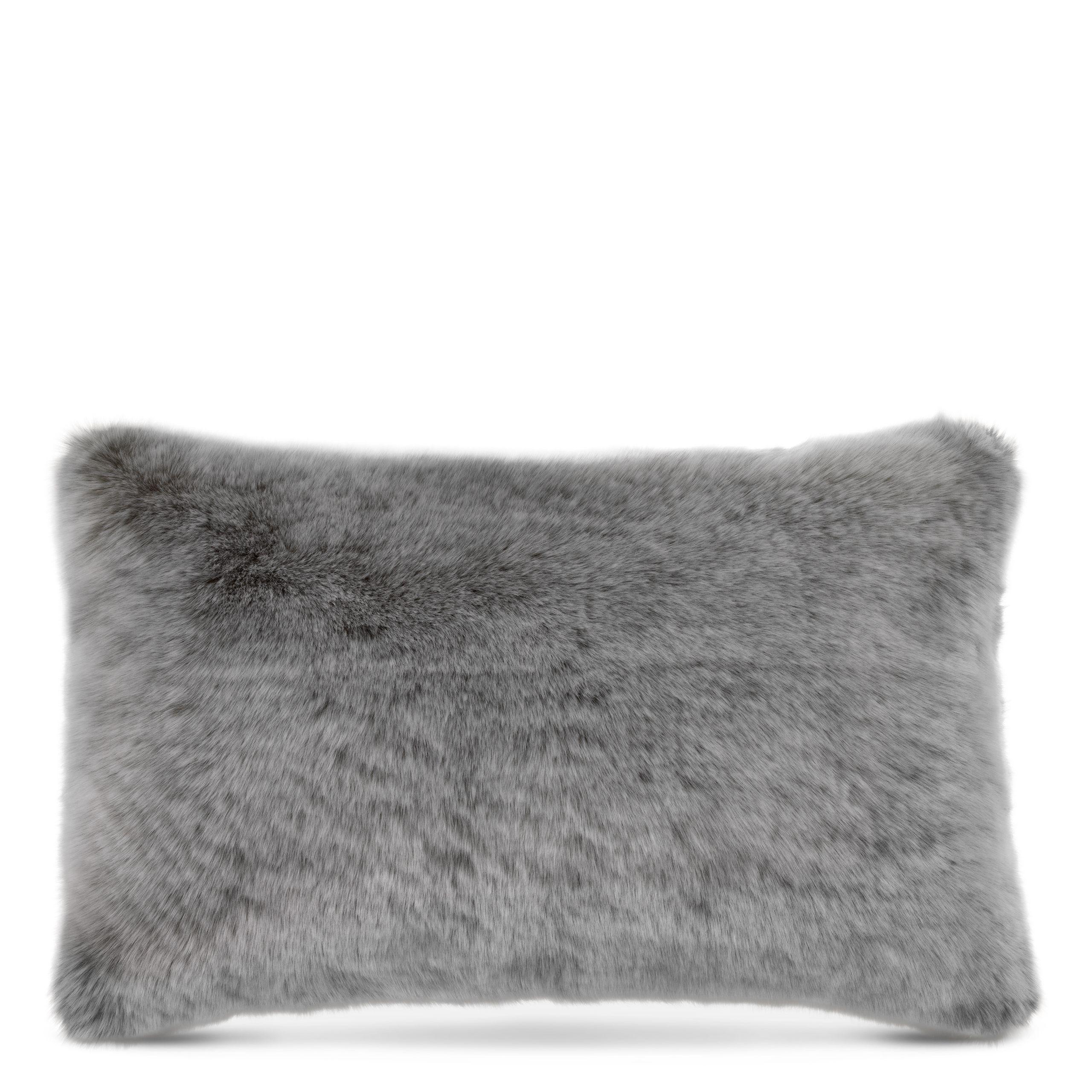 grey faux fur rectangular