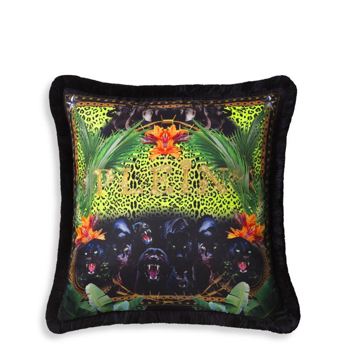 cushion 100% silk with fringe finishing | removable cover H: 50 cm W: 50 cm