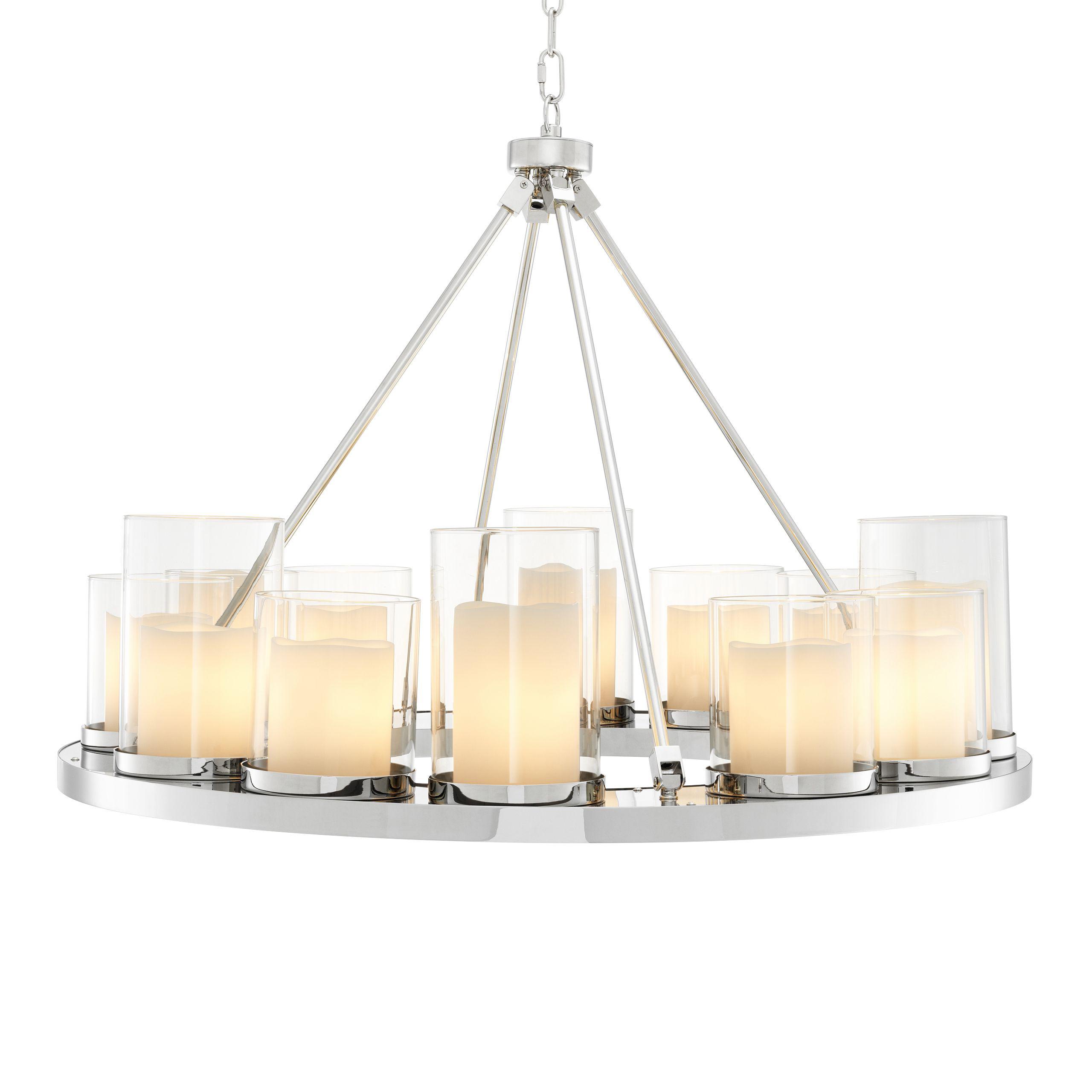 polished stainless steel | clear glass | including faux candle shades round