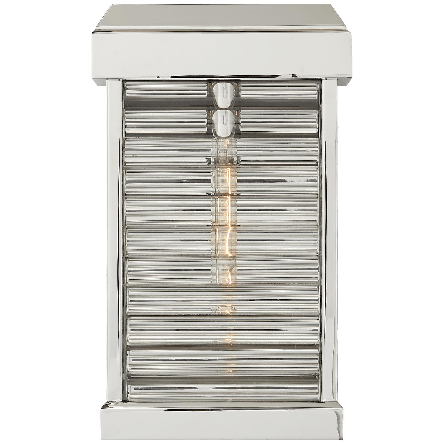 Polished Nickel Clear Ribbed Glass