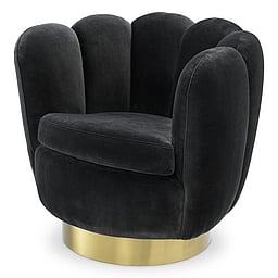 savona dark grey velvet | brushed brass finish swivel base