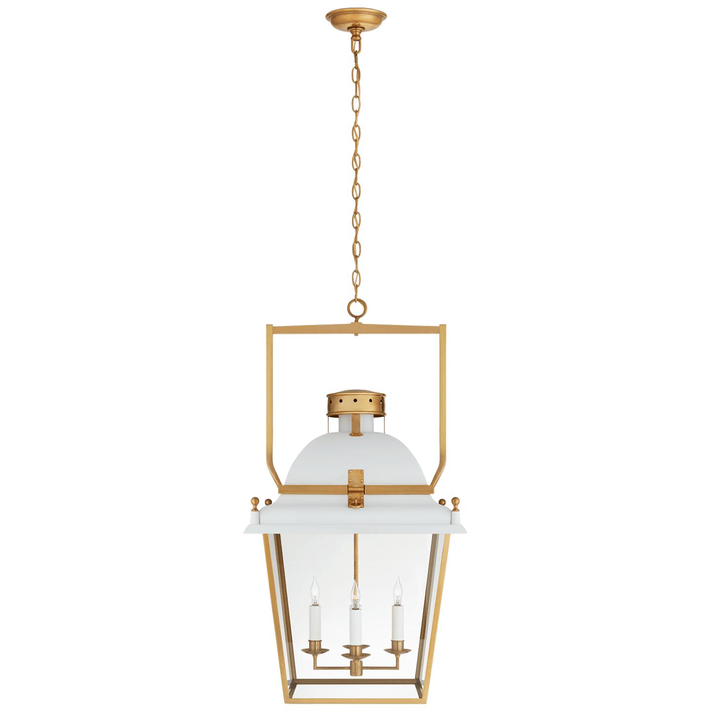 Matte White and Antique-Burnished Brass Clear Glass