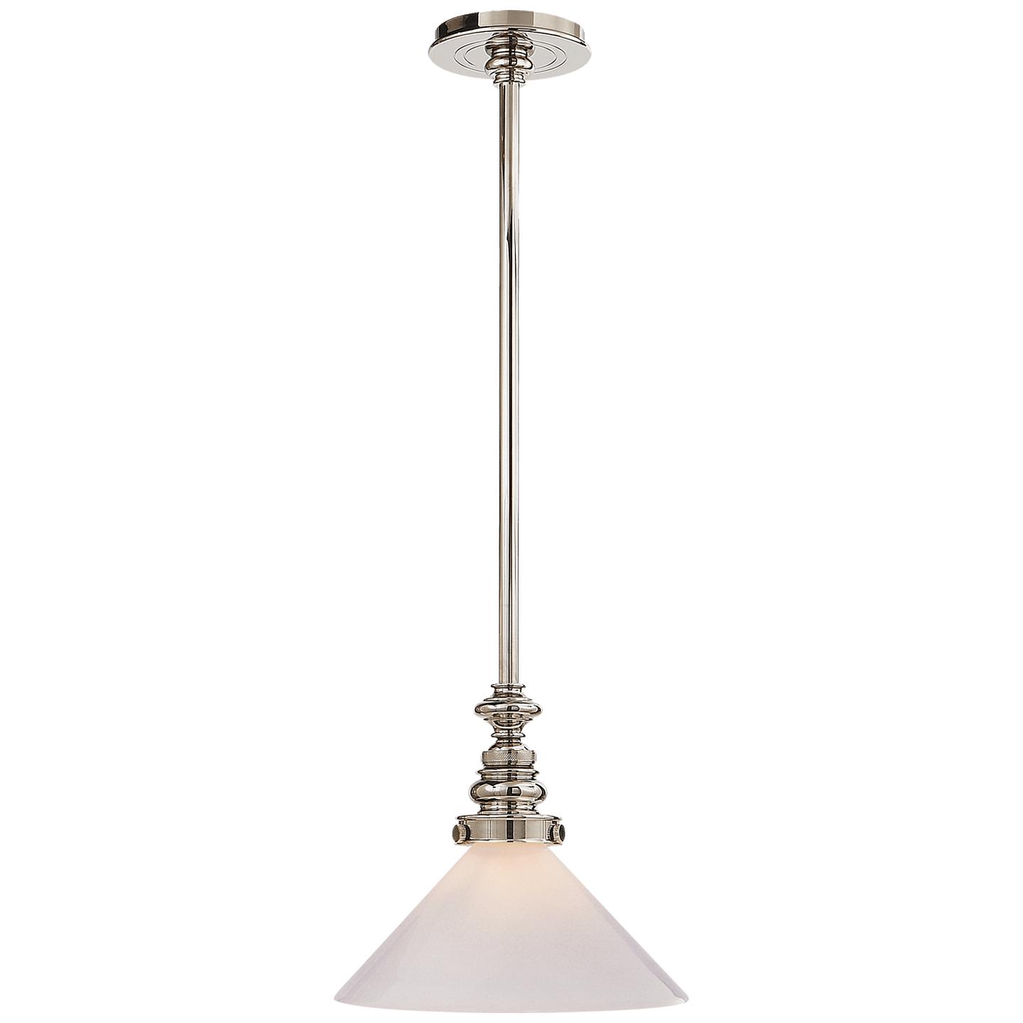 Polished Nickel White Glass Slant Shade