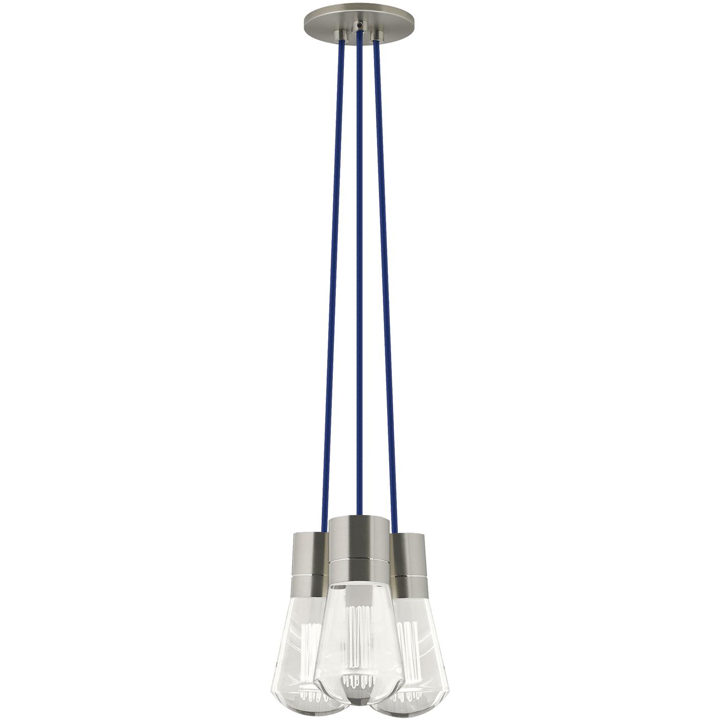 Satin Nickel Blue 3-LITE CHANDELIER LED 90 CRI 2200K 120V (T24)