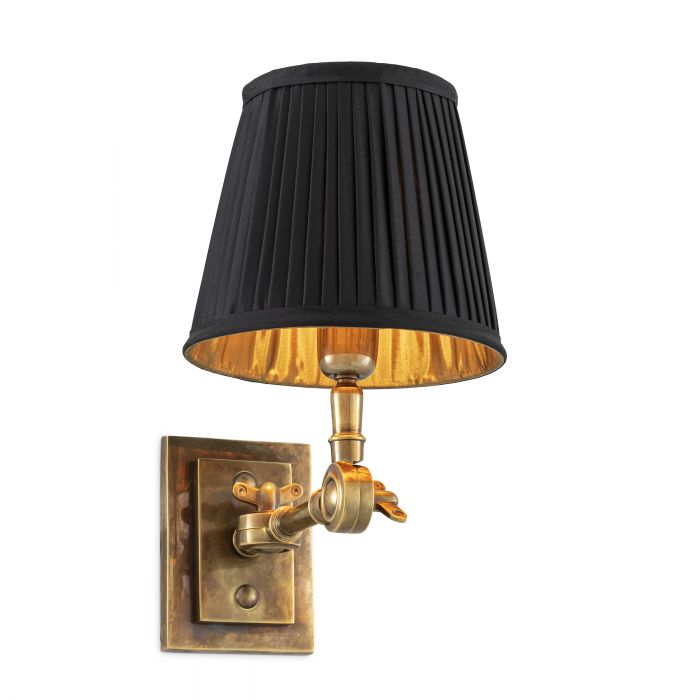 vintage brass finish pleated black shade