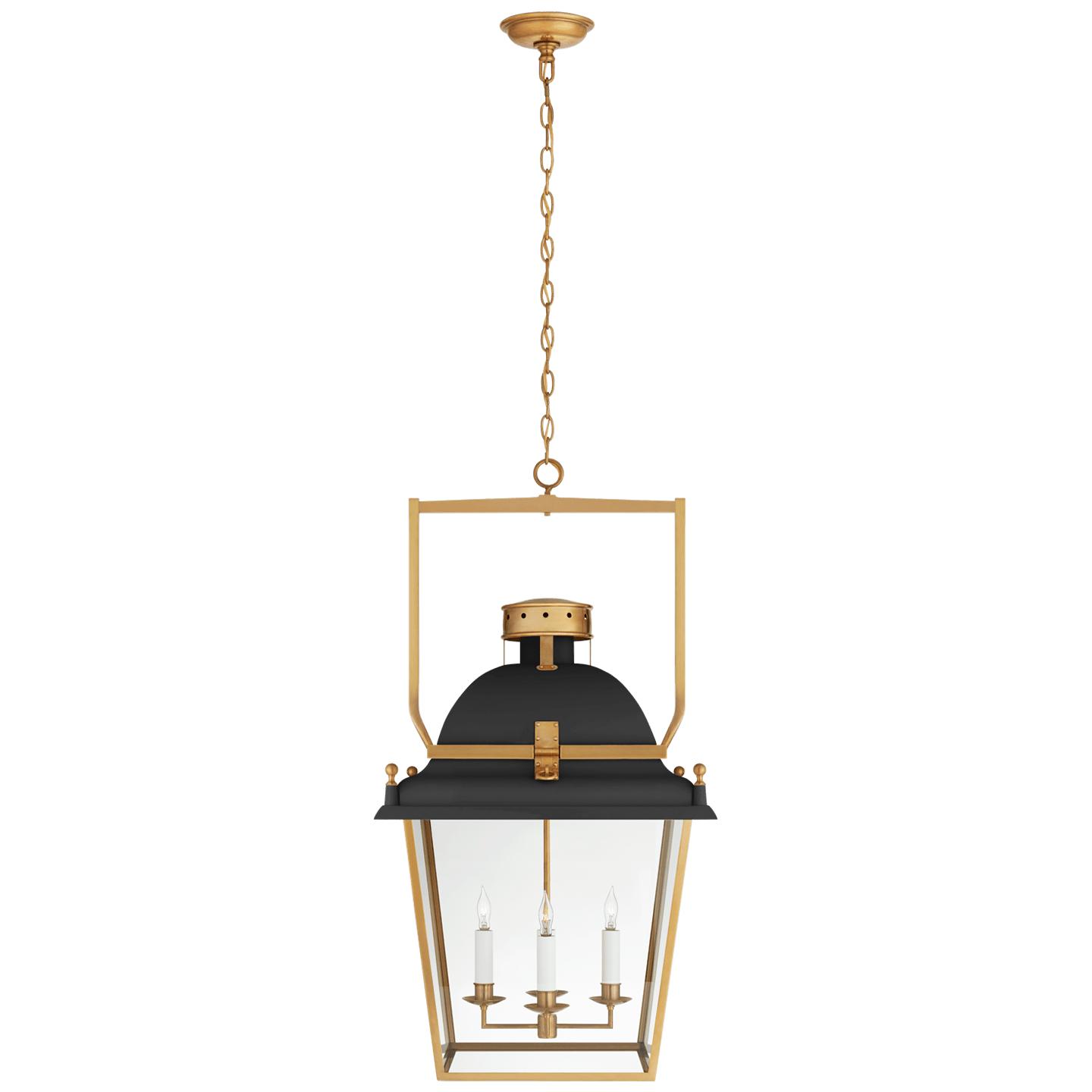 Matte Black and Antique-Burnished Brass Clear Glass