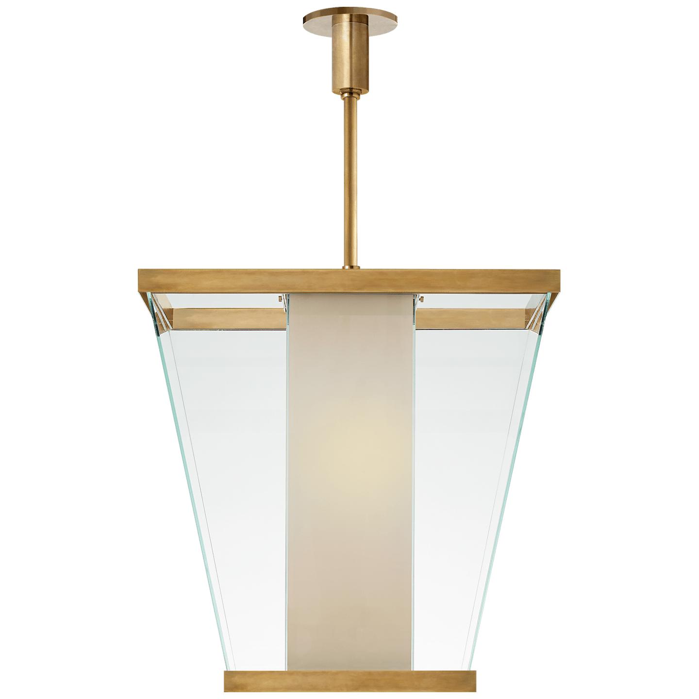 Antique-Burnished Brass White Glass