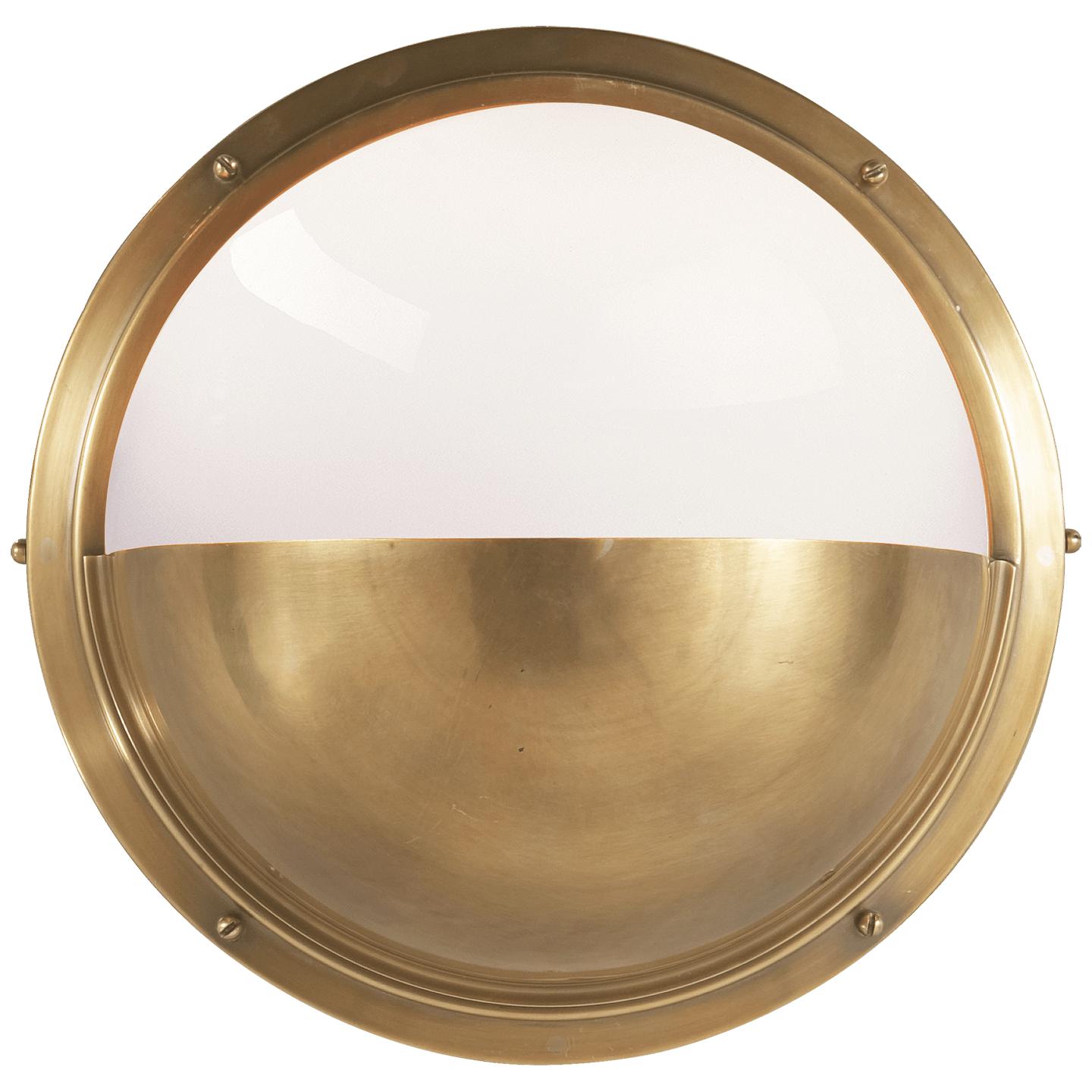 Hand-Rubbed Antique Brass White Glass