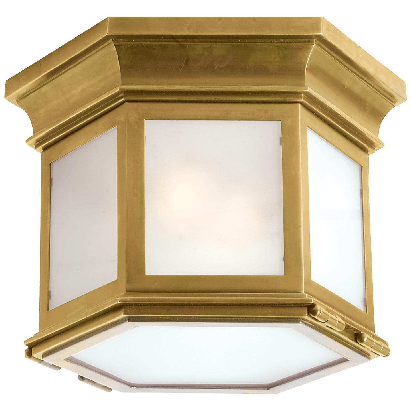 Antique-Burnished Brass Frosted Glass