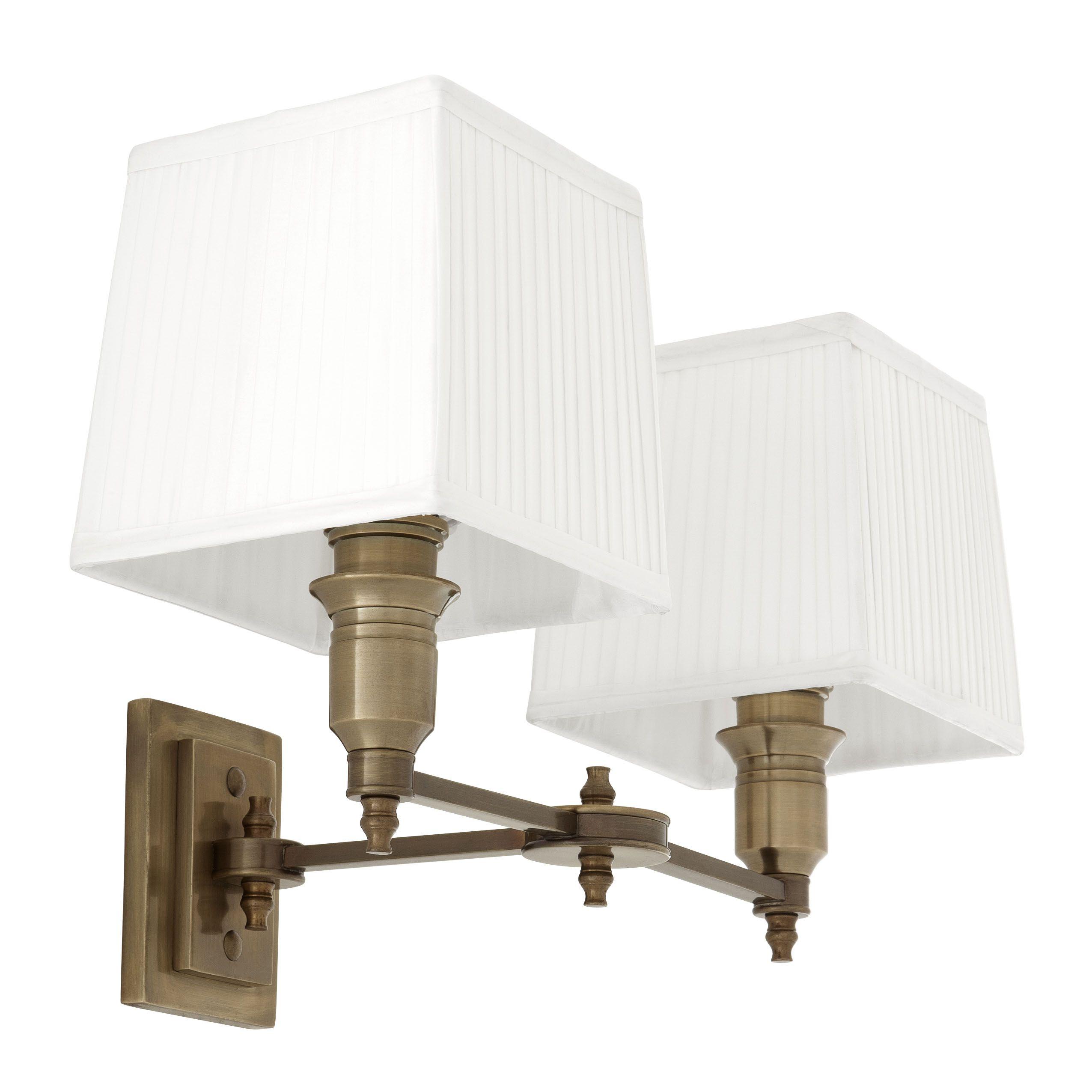 antique brass finish pleated white shade