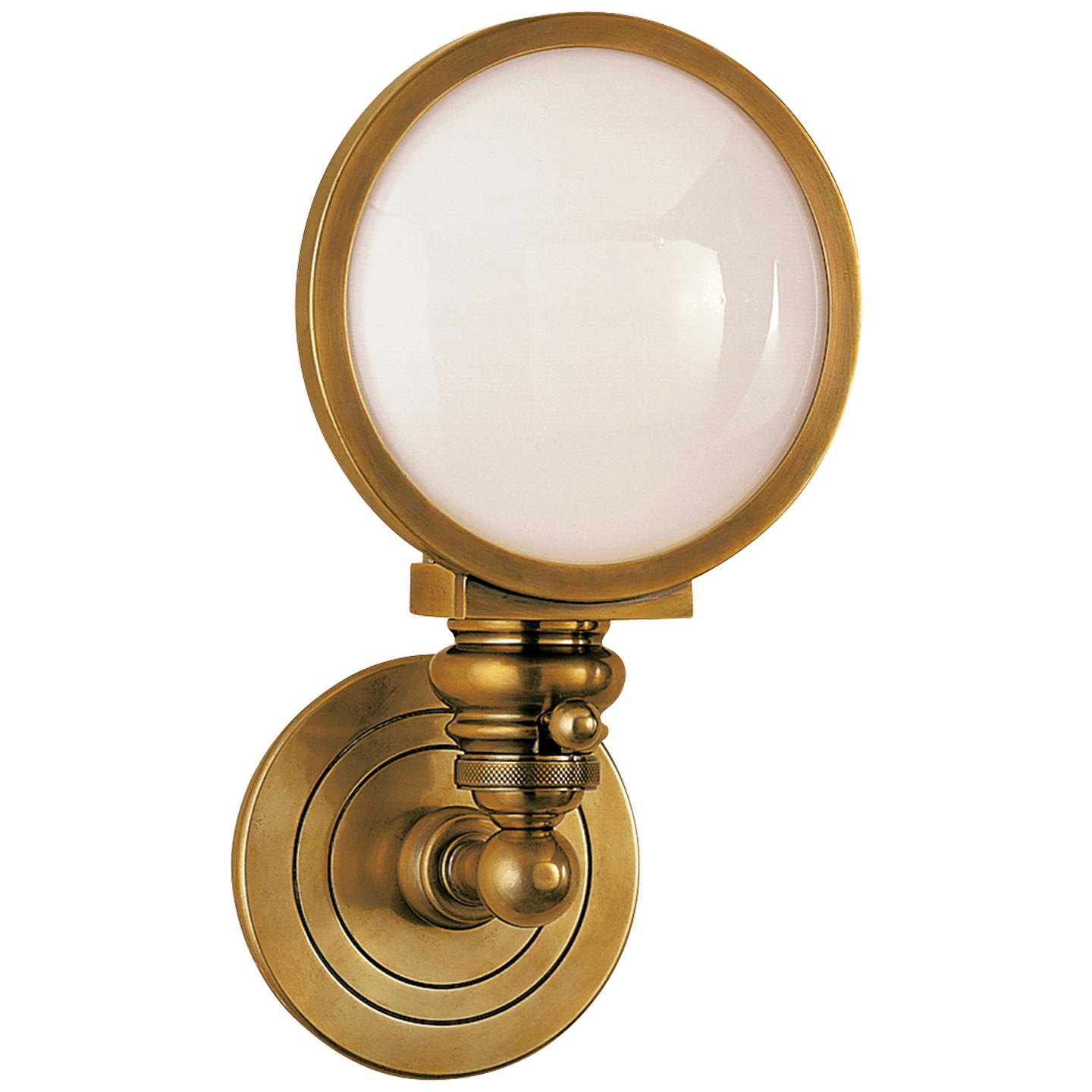 Hand-Rubbed Antique Brass White Glass