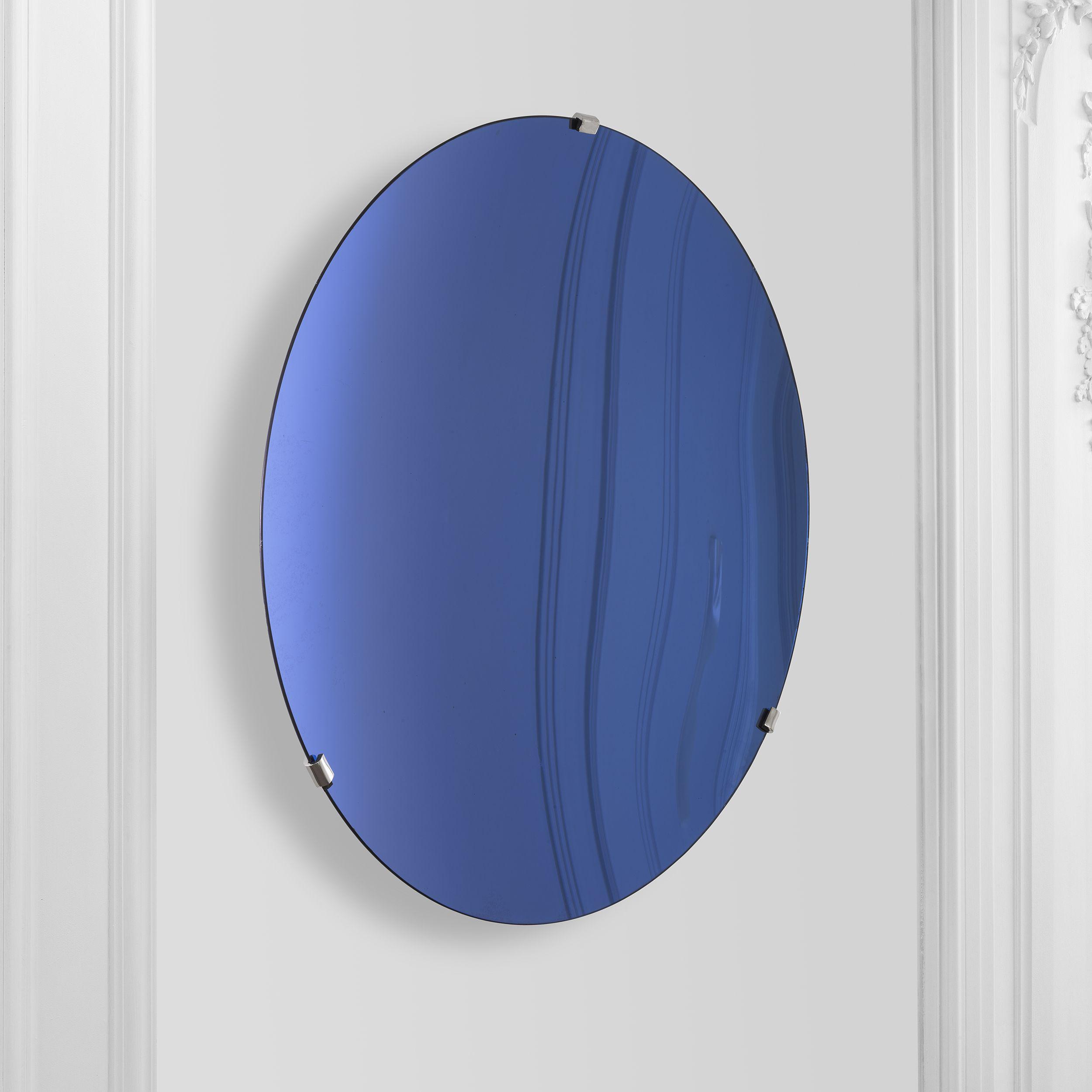 concave mirror glass | solid blue S