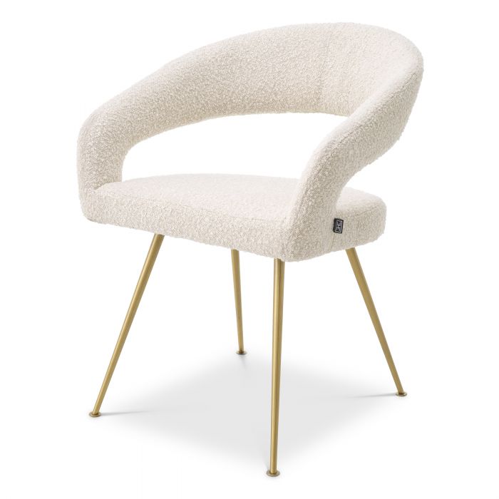 bouclé cream | brushed brass finish legs