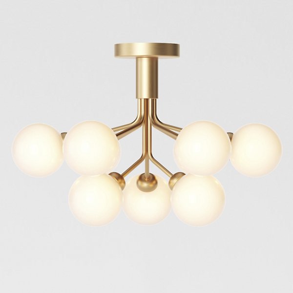 Brushed Brass, 9 (Not Included),Opal White