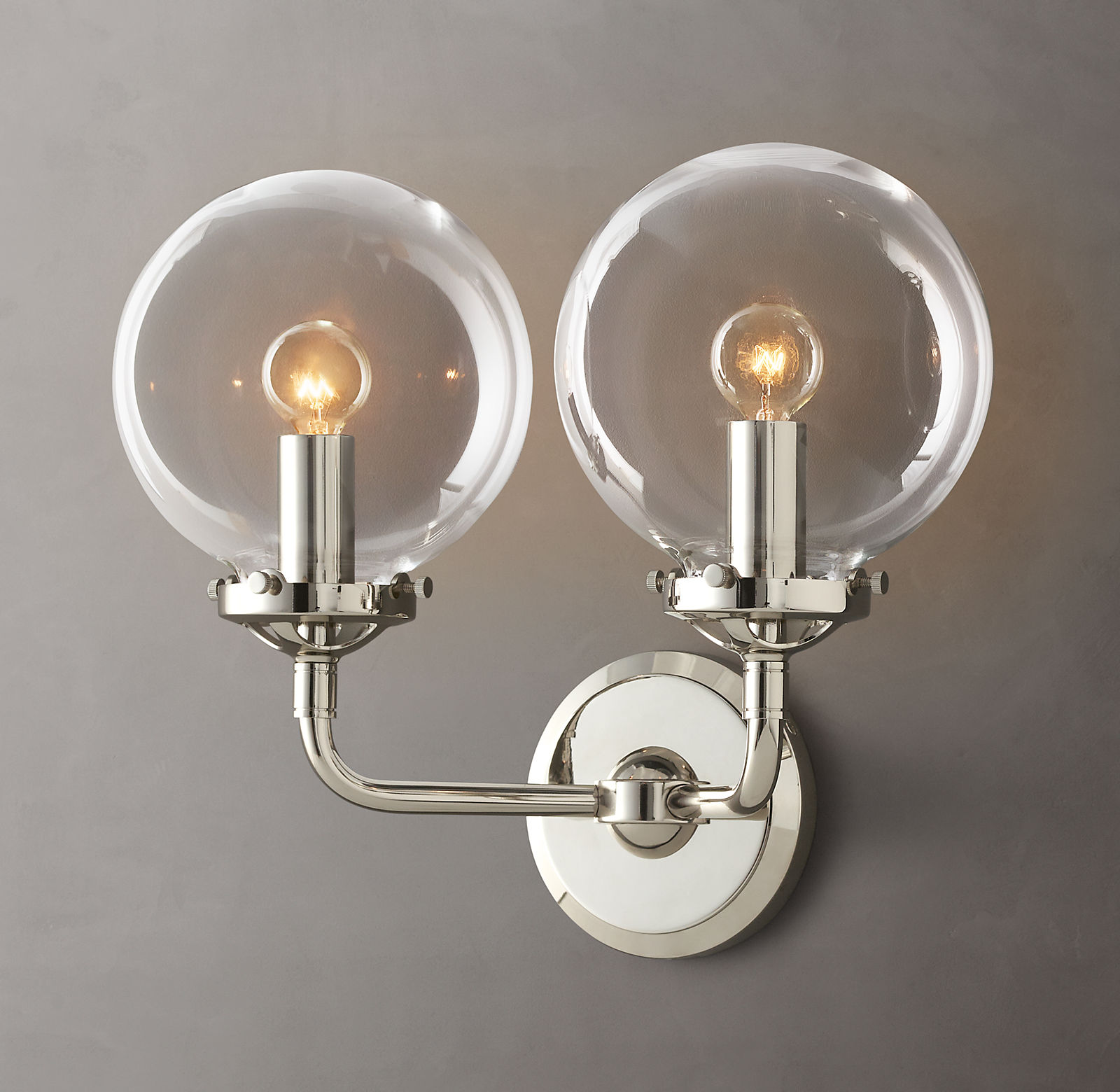 Купить Бра Bistro Globe Clear Glass Double Sconce в интернет-магазине roooms.ru