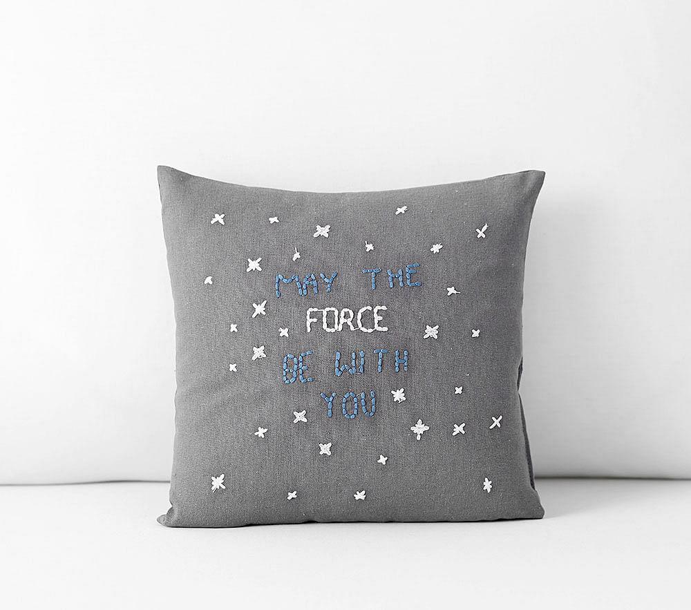 Купить Декоративная подушка Star Wars™ May The Force Be With You Pillow 10x10" Gray в интернет-магазине roooms.ru