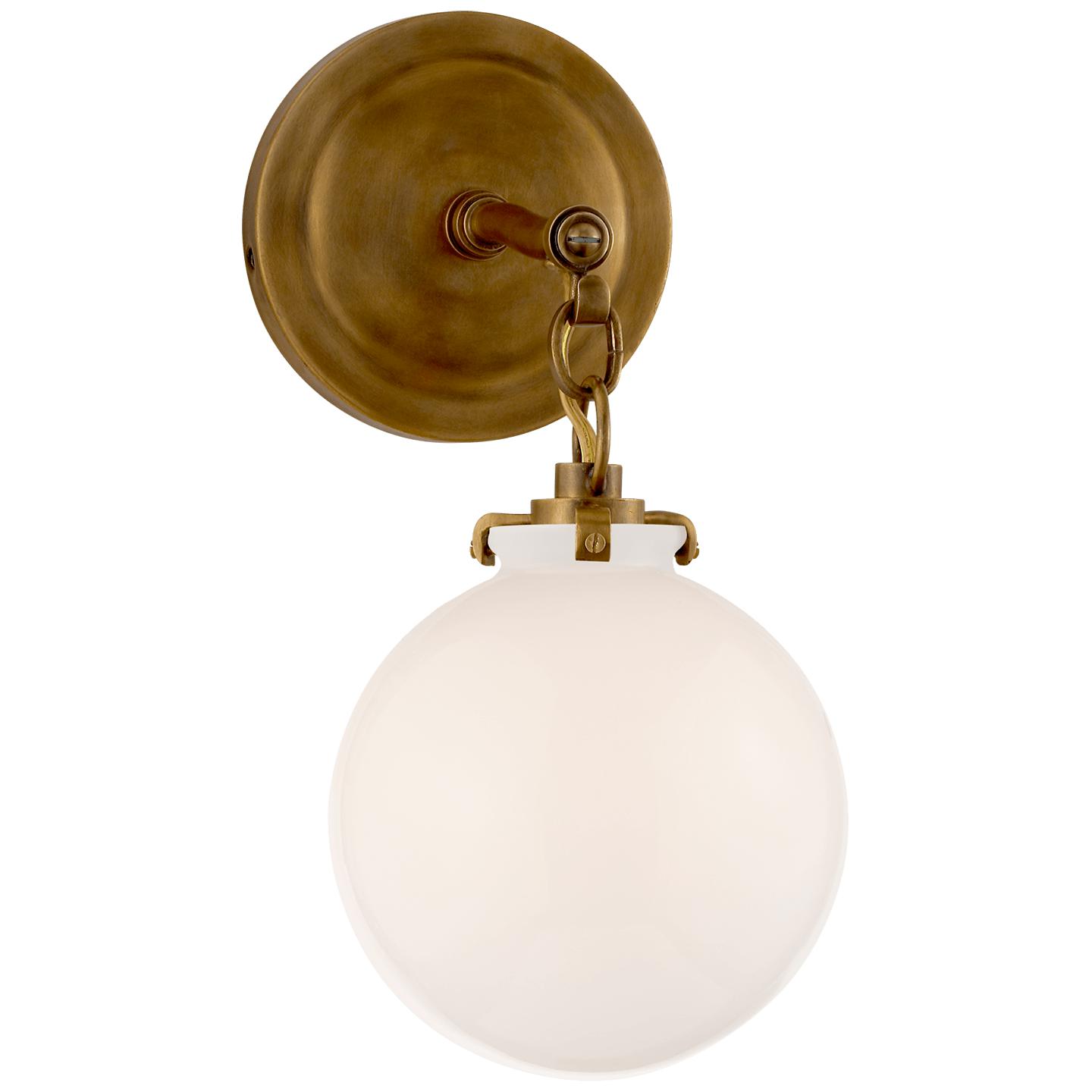 Hand-Rubbed Antique Brass White Glass