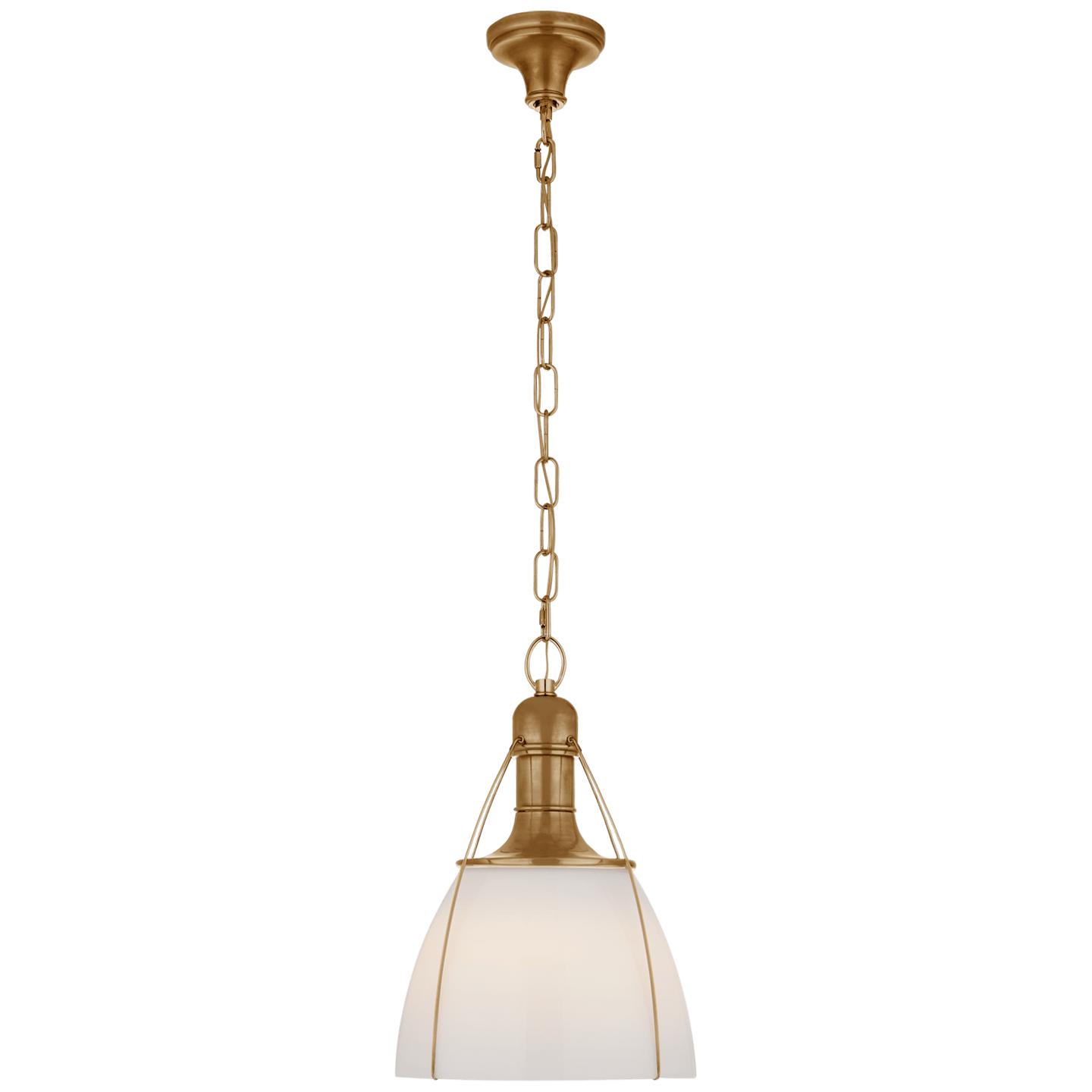 Antique-Burnished Brass White Glass
