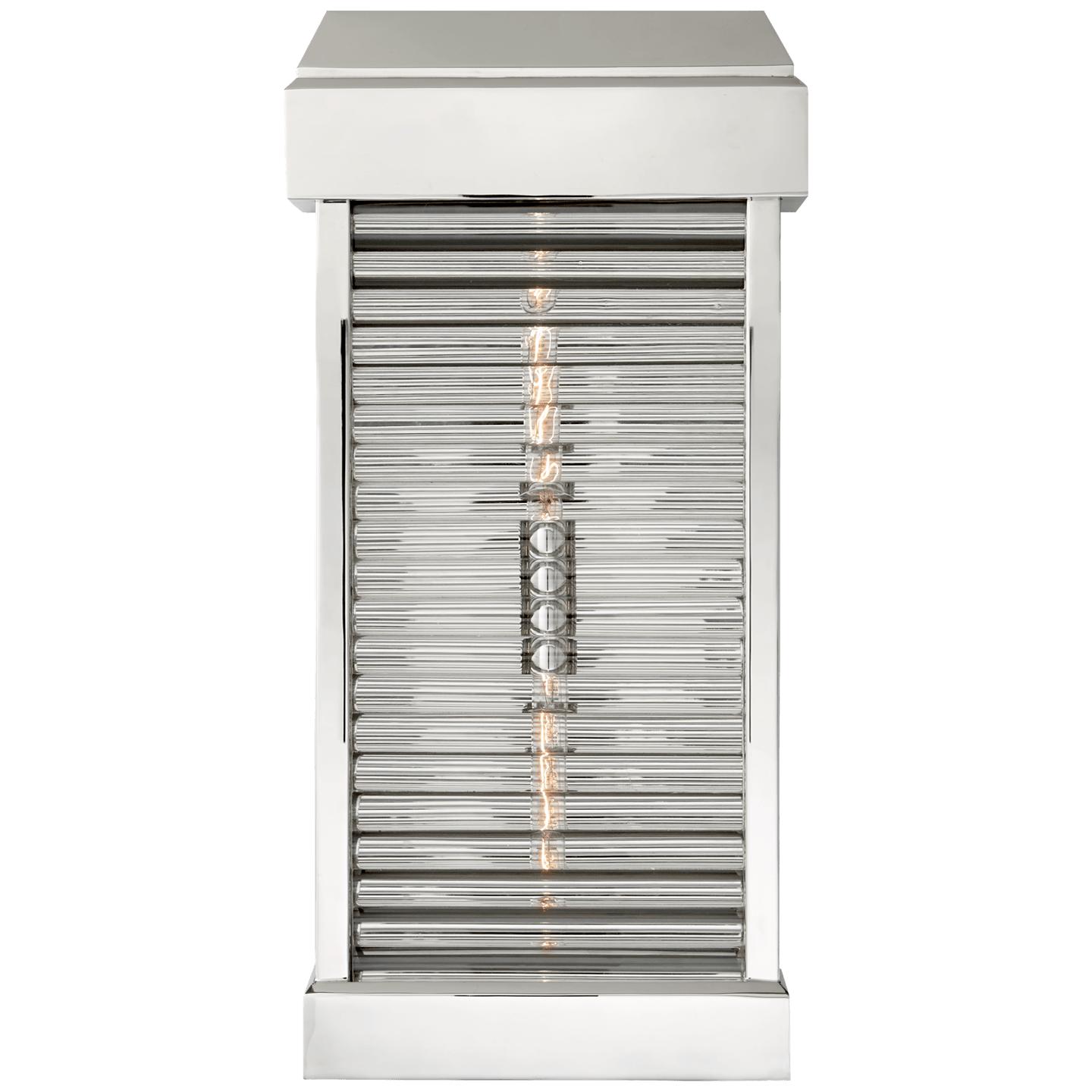 Polished Nickel Clear Ribbed Glass