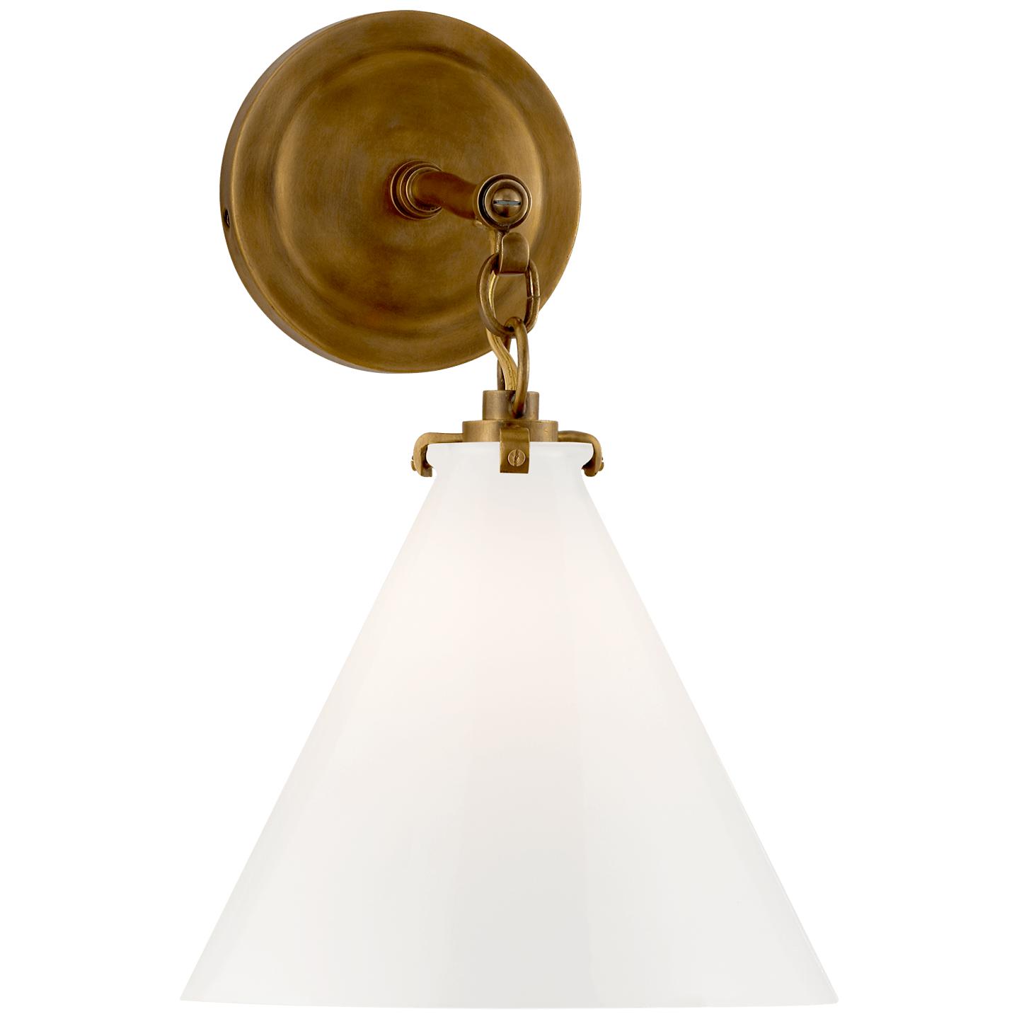 Hand-Rubbed Antique Brass White Glass