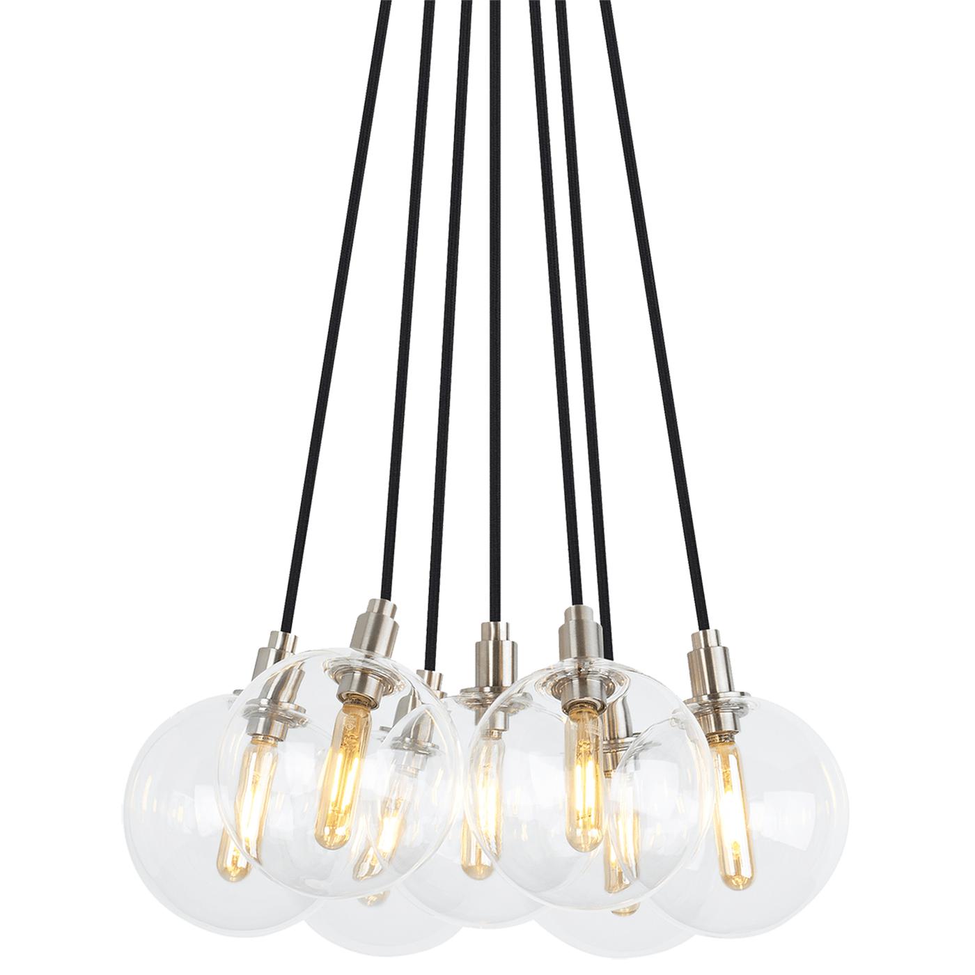 Satin Nickel Clear 7-LITE CHANDELIER Lamp Not Included