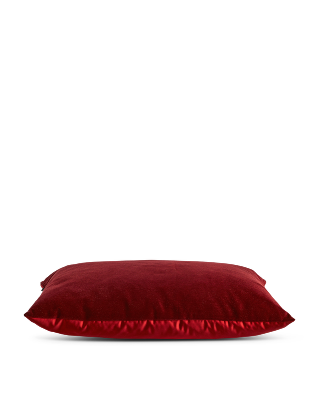 Rust red Velvet cushionwith satin backInner cushion filled with feathers