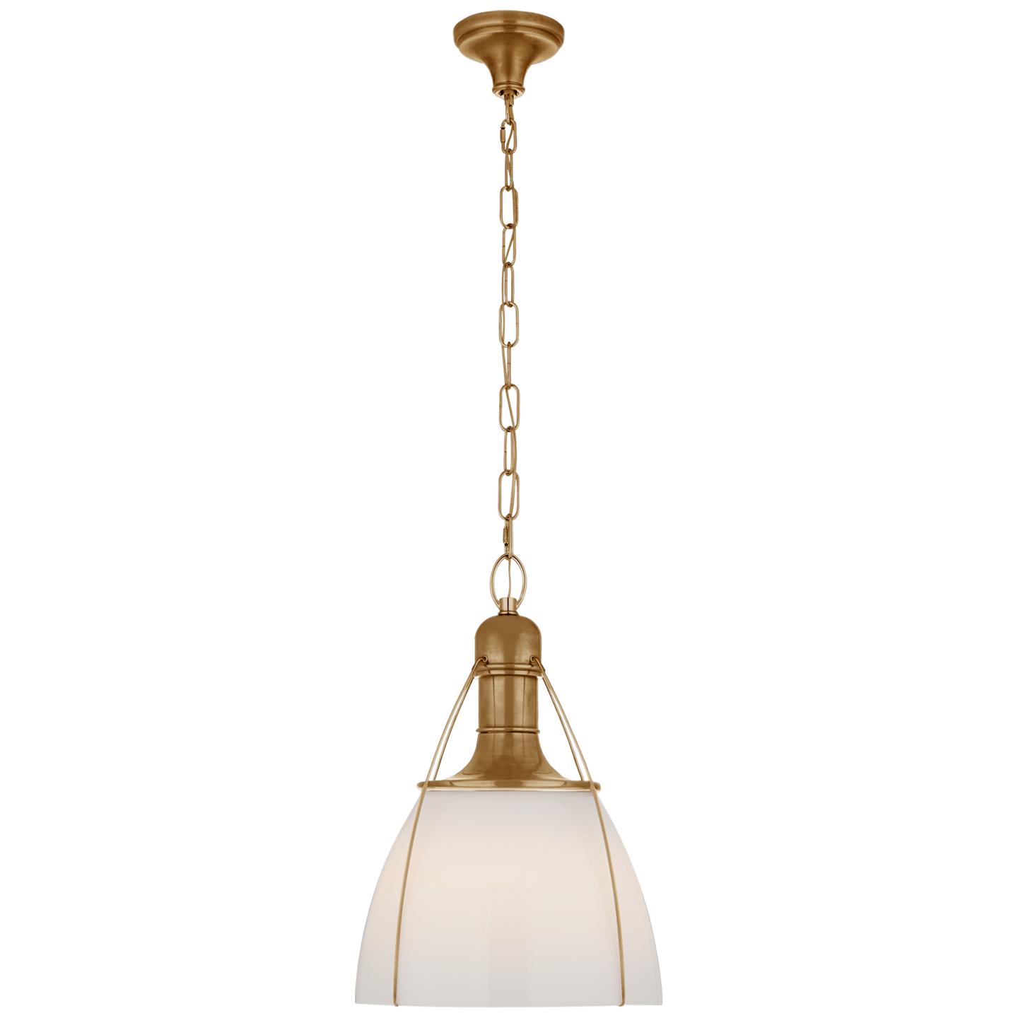 Antique-Burnished Brass White Glass