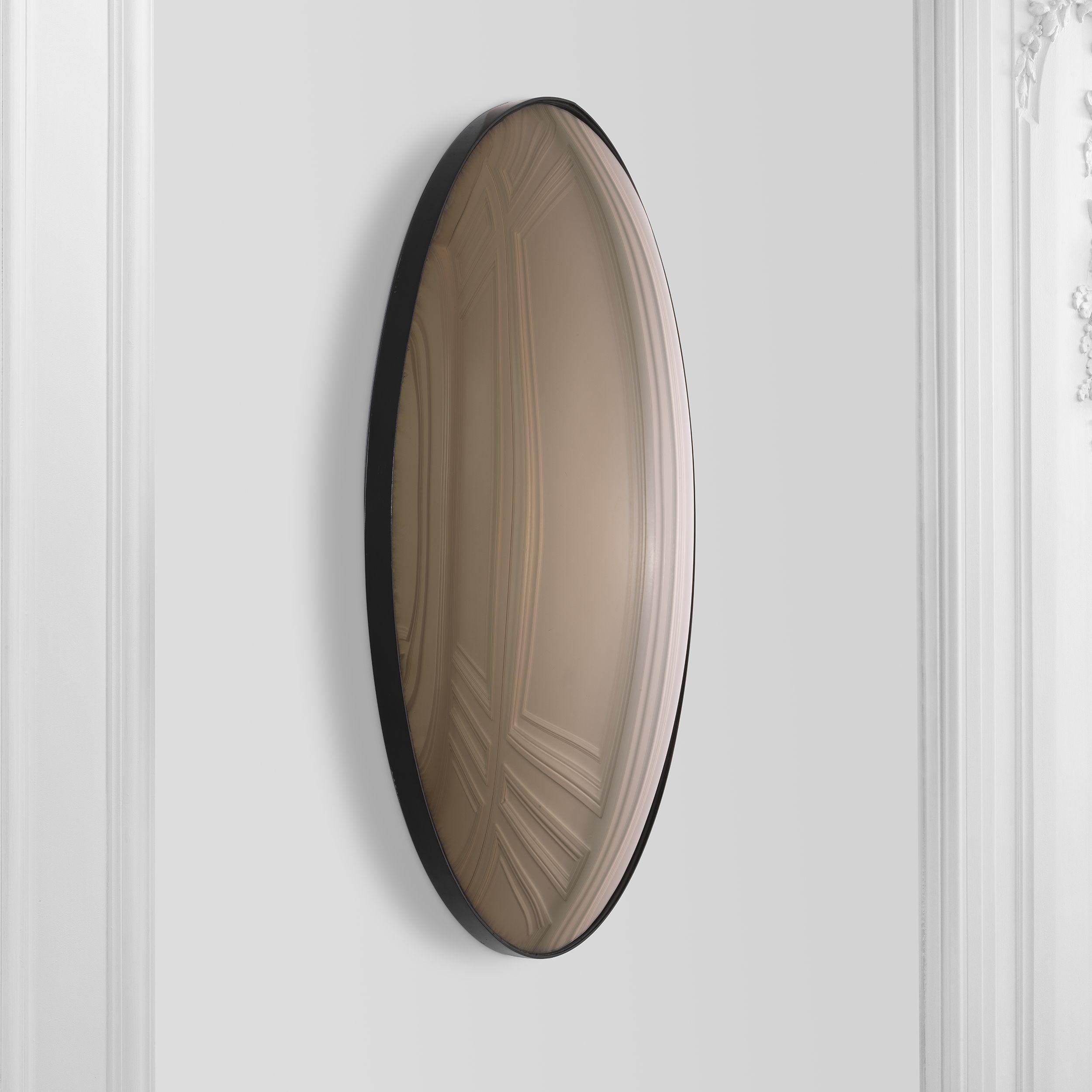 brown convex mirror glass | black finish