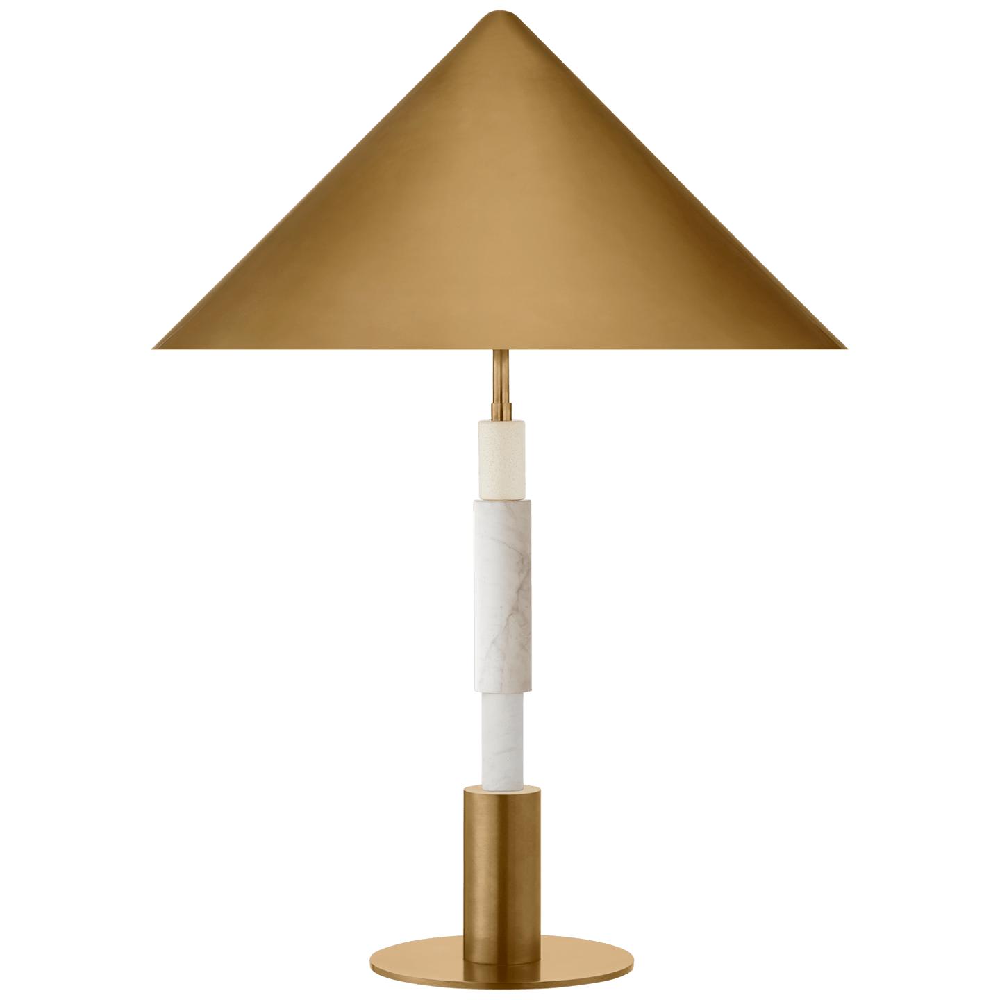 Antique-Burnished Brass and White Marble 20.5" Antique Brass Shade