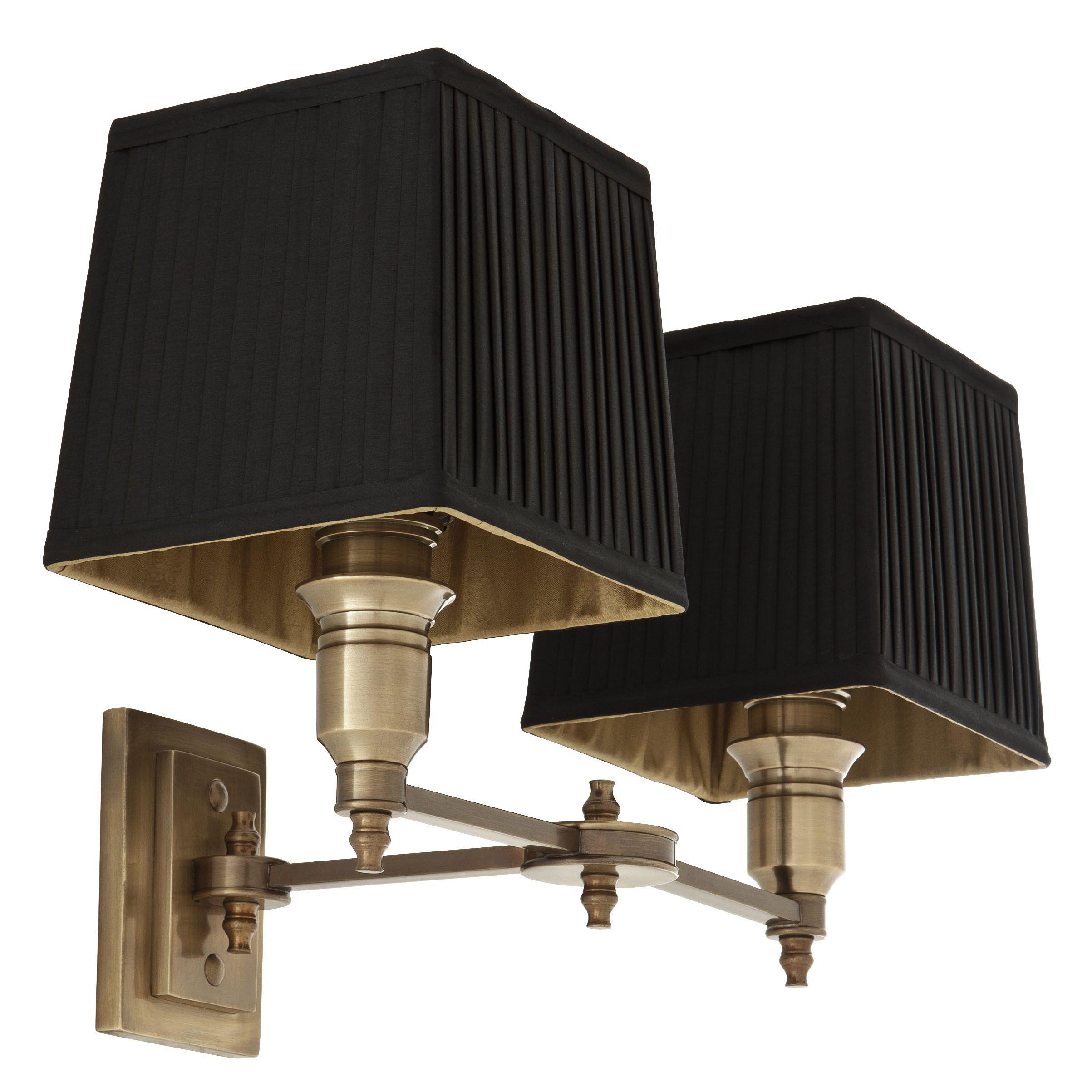 antique brass finish pleated black shade