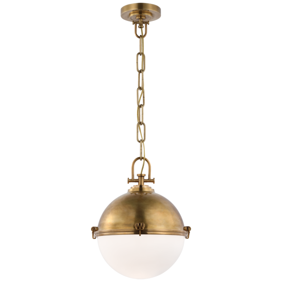 Antique-Burnished Brass White Glass