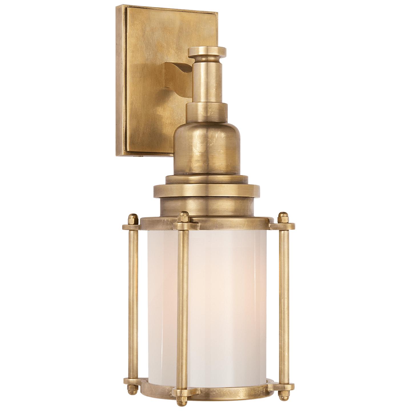 Antique-Burnished Brass White Glass