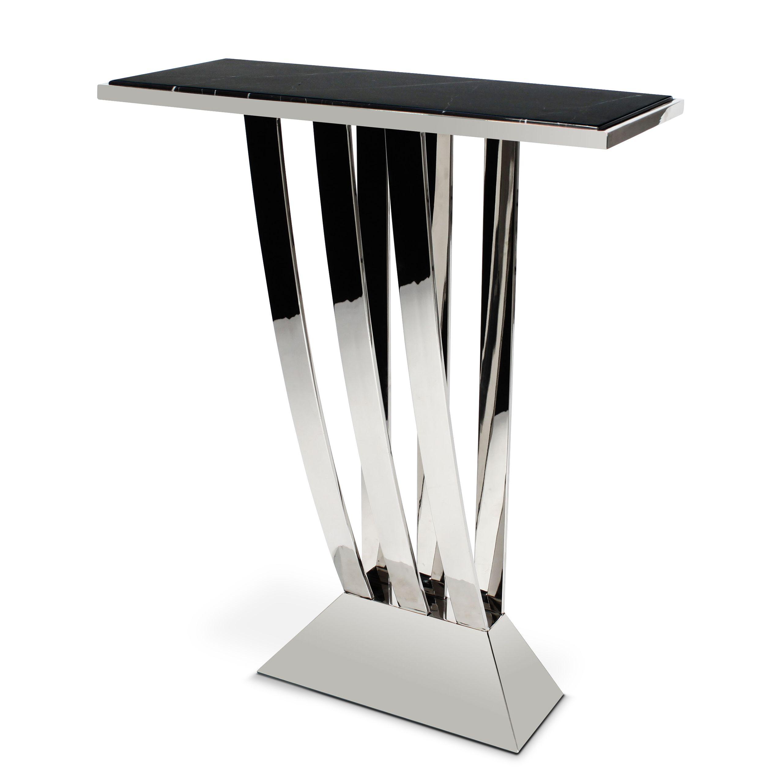 polished stainless steel | black marble top