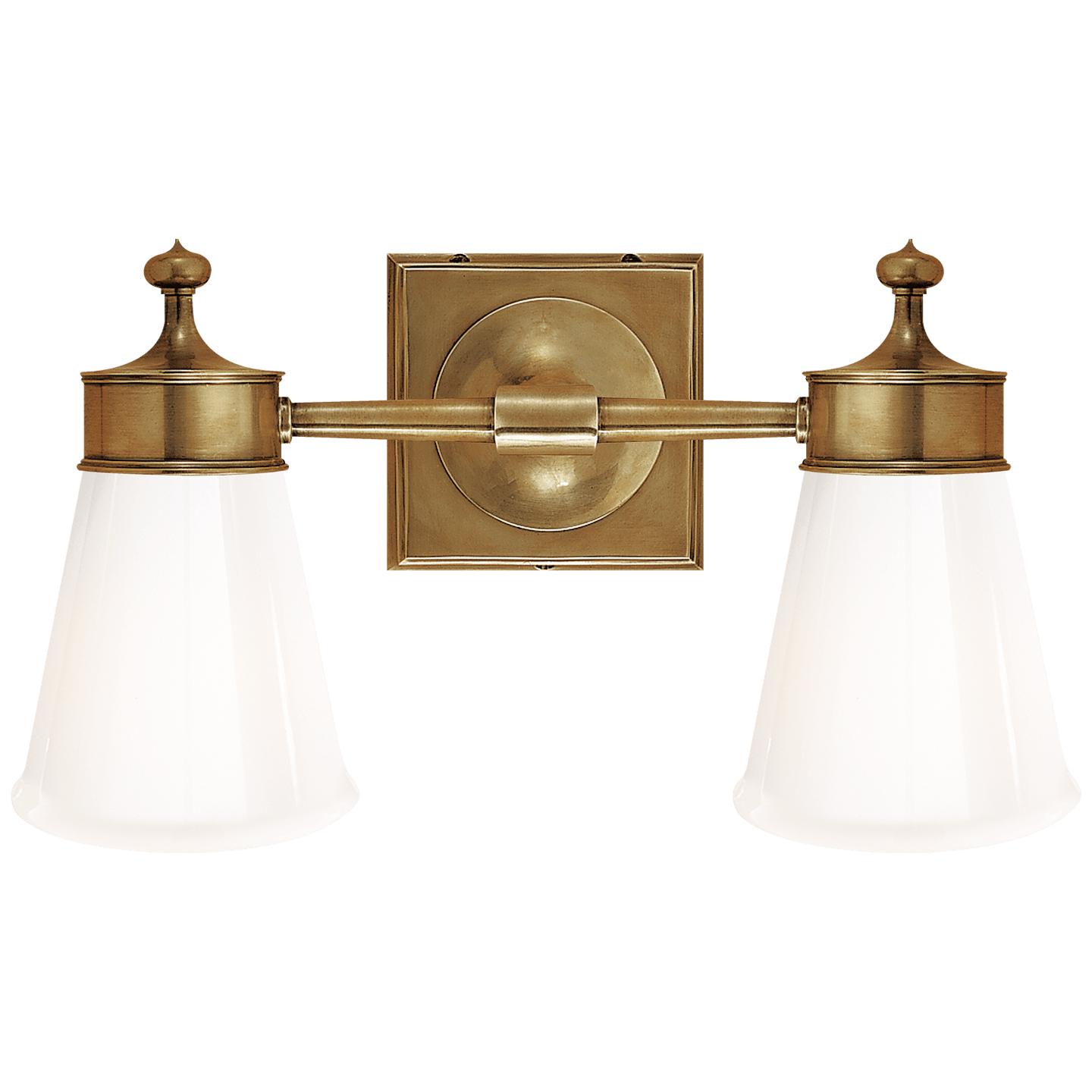 Hand-Rubbed Antique Brass White Glass