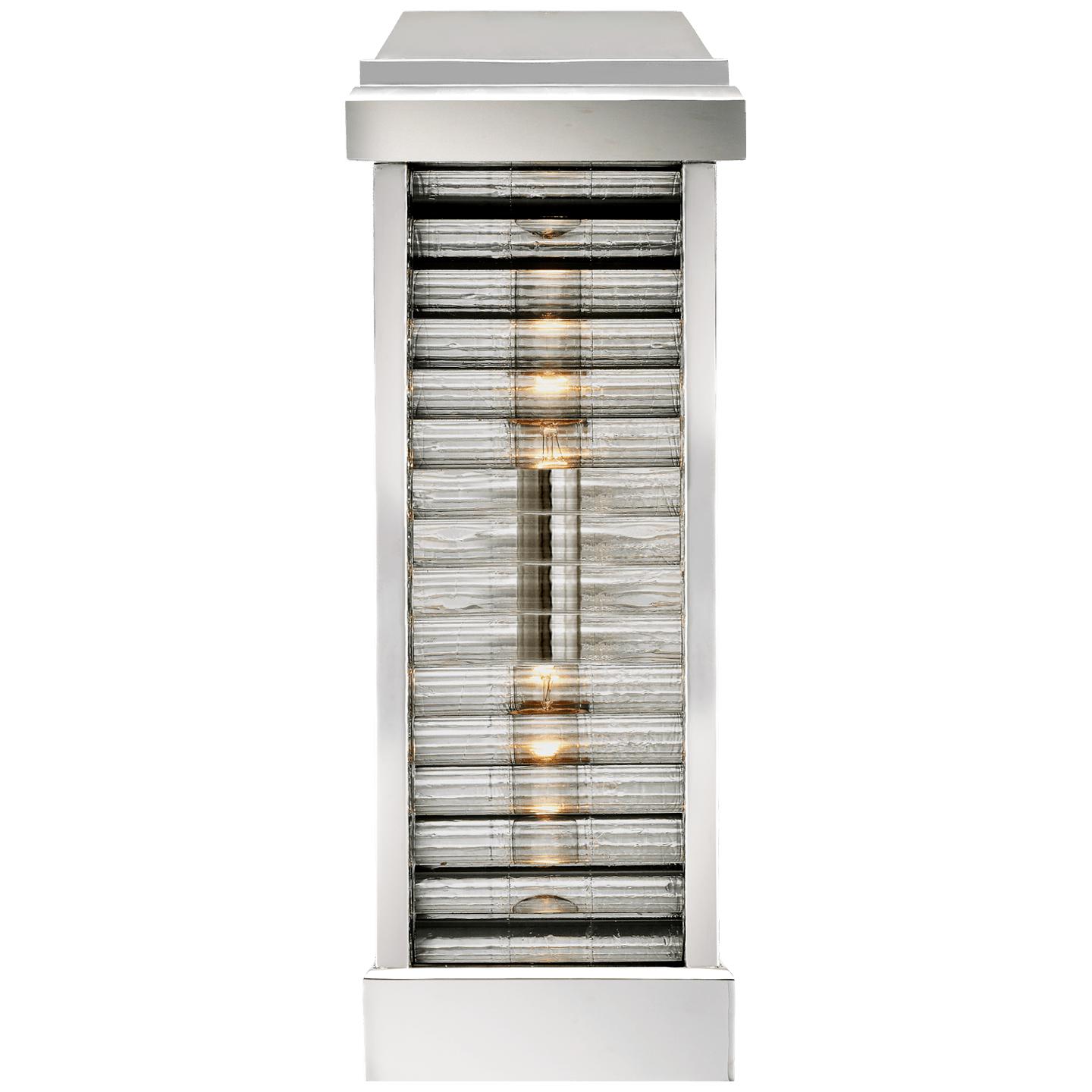 Polished Nickel Clear Ribbed Glass