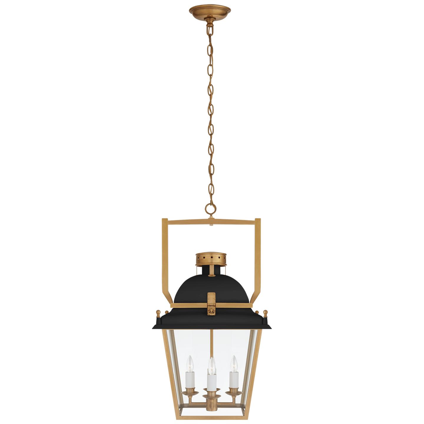 Matte Black and Antique-Burnished Brass Clear Glass