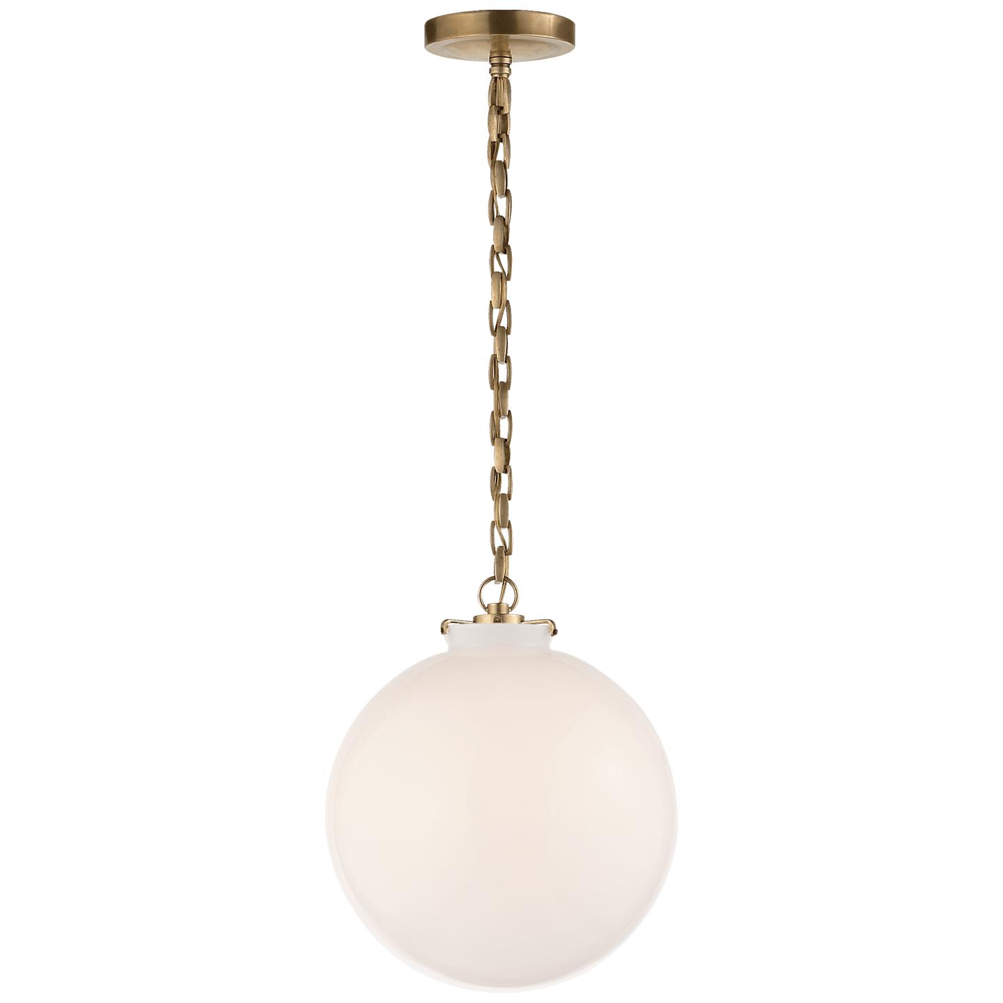 Hand-Rubbed Antique Brass White Glass