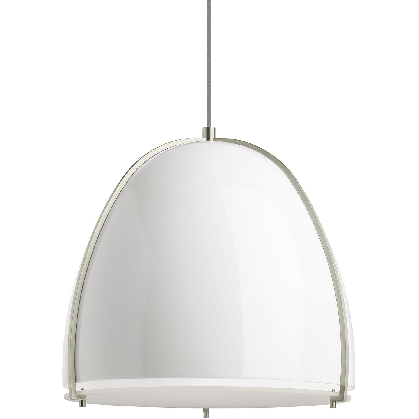 Gloss White/Satin Nickel Lamp Not Included