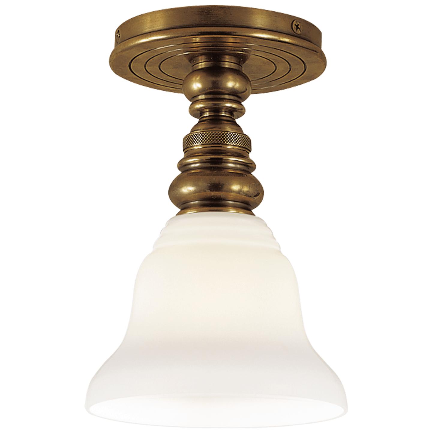 Hand-Rubbed Antique Brass White Glass Desk Shade