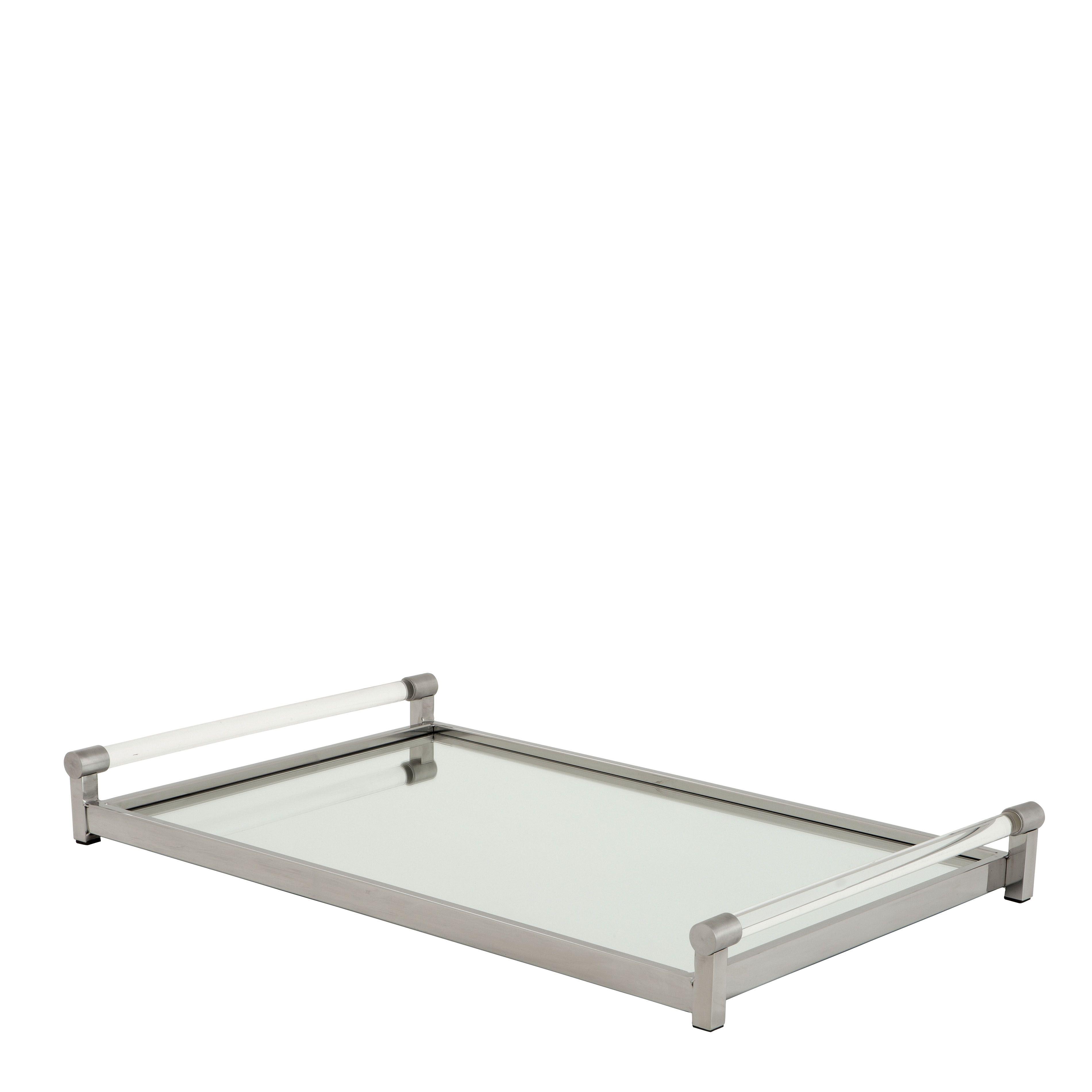 nickel finish | mirror glass | clear acrylic rectangular