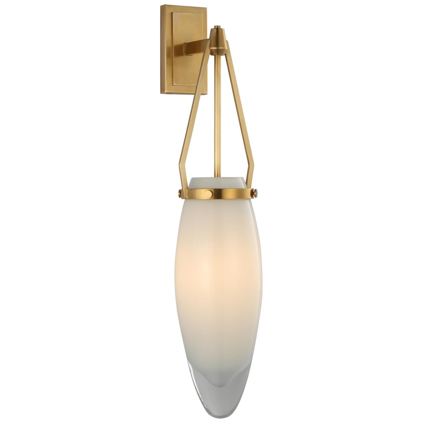 Antique-Burnished Brass White Glass