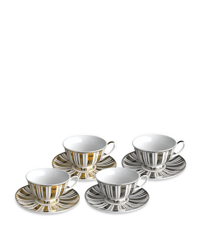 Купить Набор кружек Tea Set Stripes Gold + Silver Set 4 в интернет-магазине roooms.ru