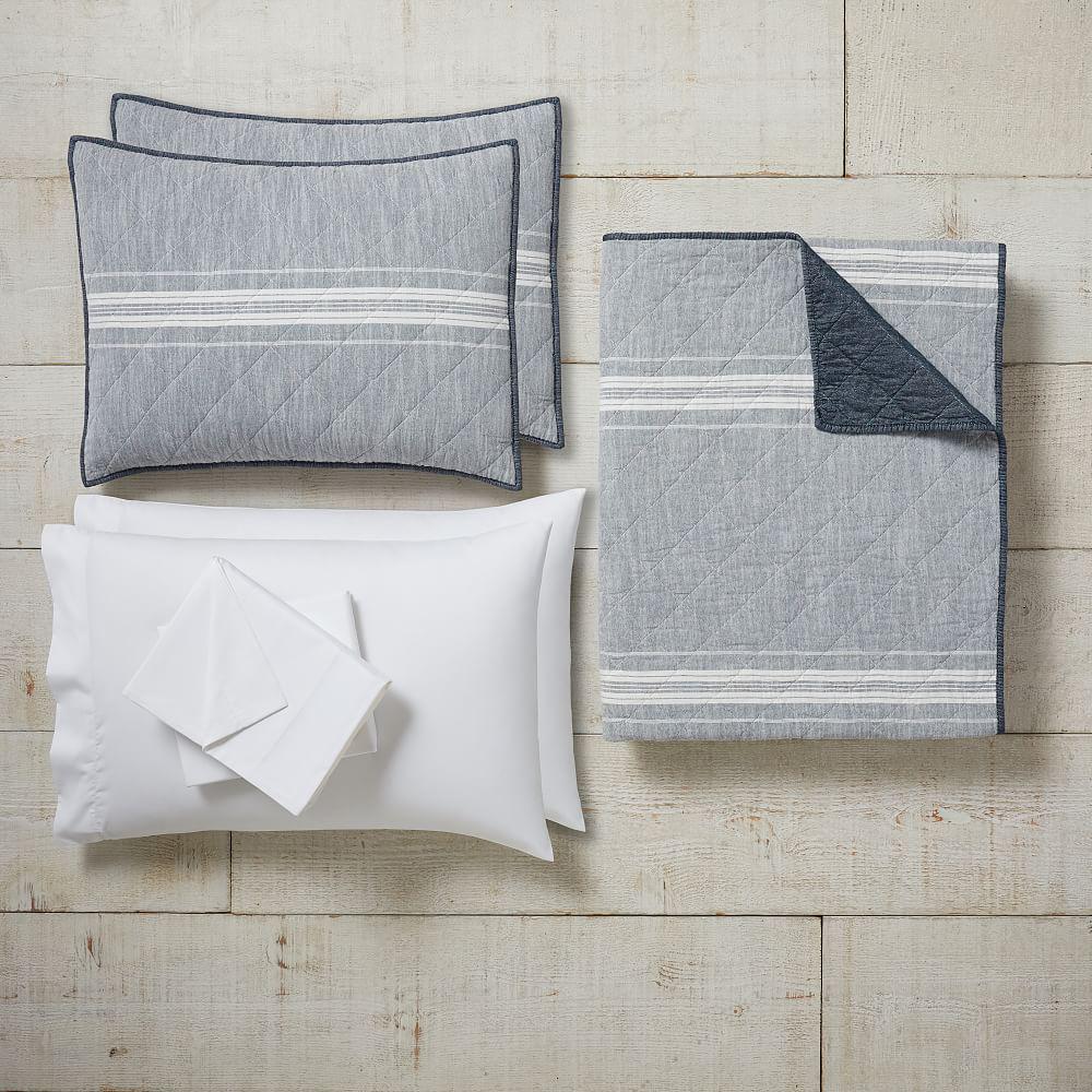 Купить Стеганое покрывало  Windward Stripe Quilt Bundle Set Basic Bundle Blue в интернет-магазине roooms.ru