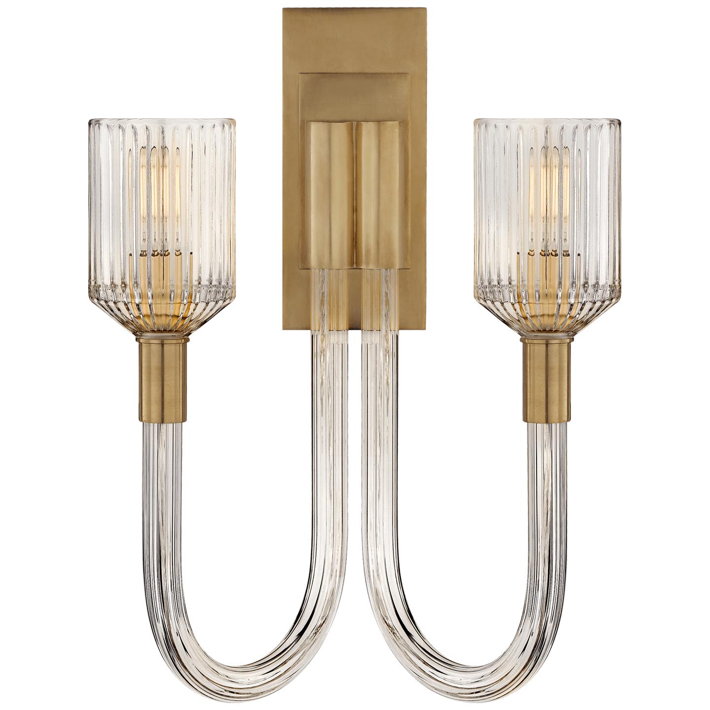 Clear Ribbed Glass and Brass