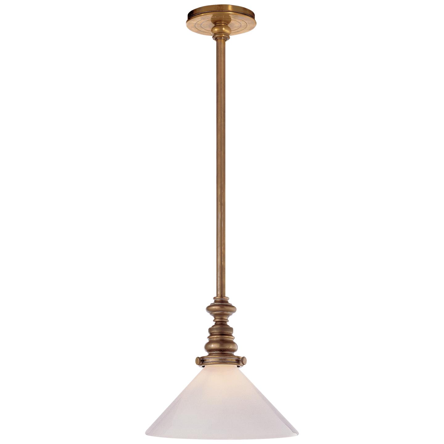 Hand-Rubbed Antique Brass White Glass Slant Shade