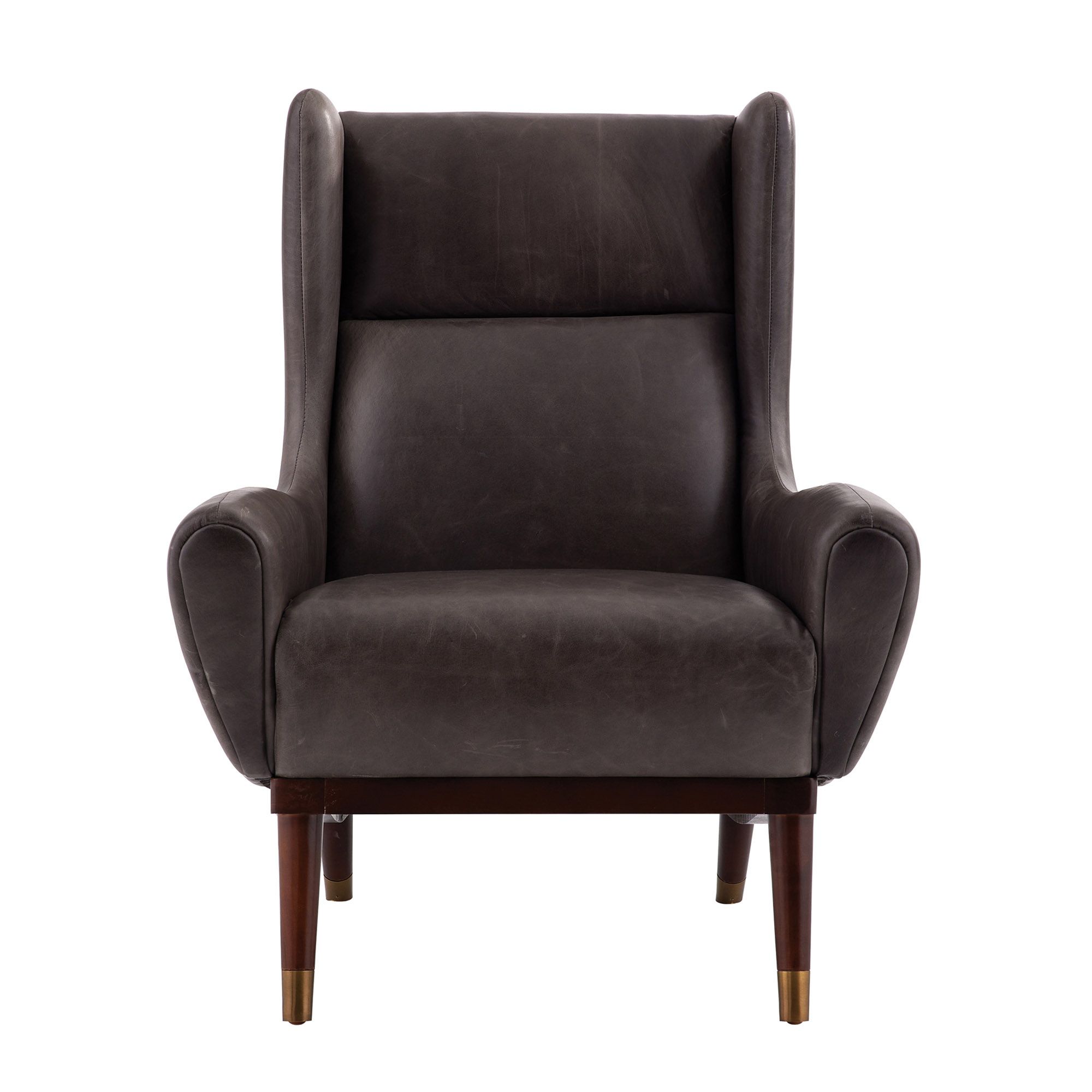 Купить Кресло Ophelia Lounge Chair Graphite Leather Dark Walnut в интернет-магазине roooms.ru
