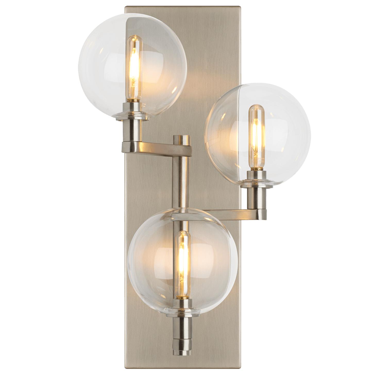 Satin Nickel Clear Triple Lamp Not Included