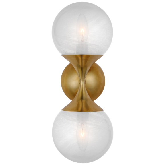 Hand-Rubbed Antique Brass White Glass