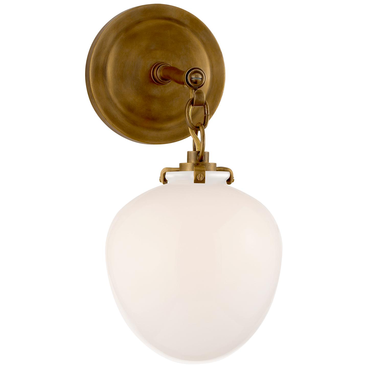 Hand-Rubbed Antique Brass White Glass